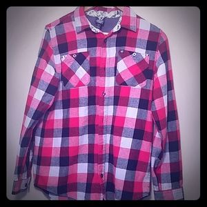 Shaun White boys plaid long sleeve button up shirt